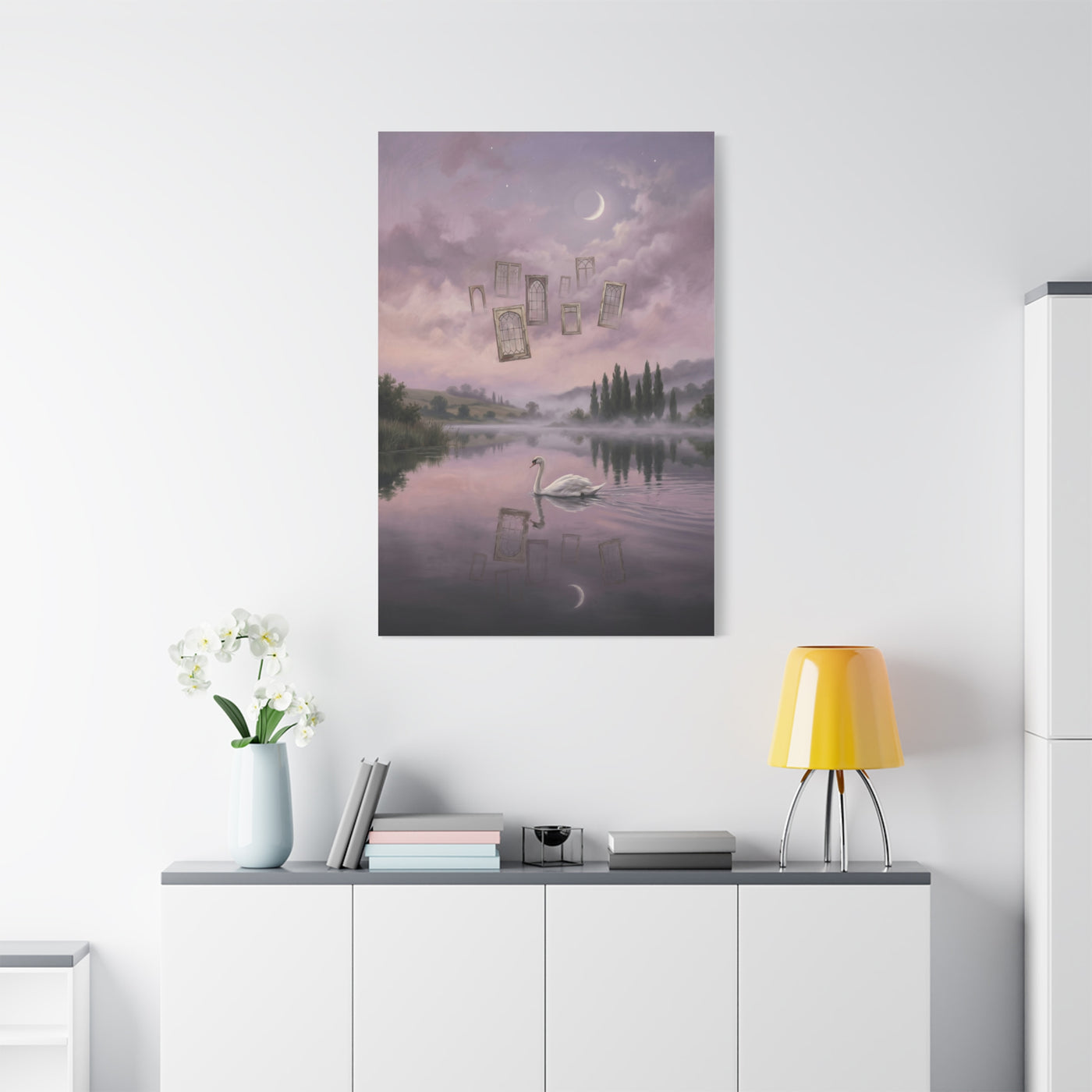 Surreal Swan Dreamscape Reflection Wall Art & Canvas Print