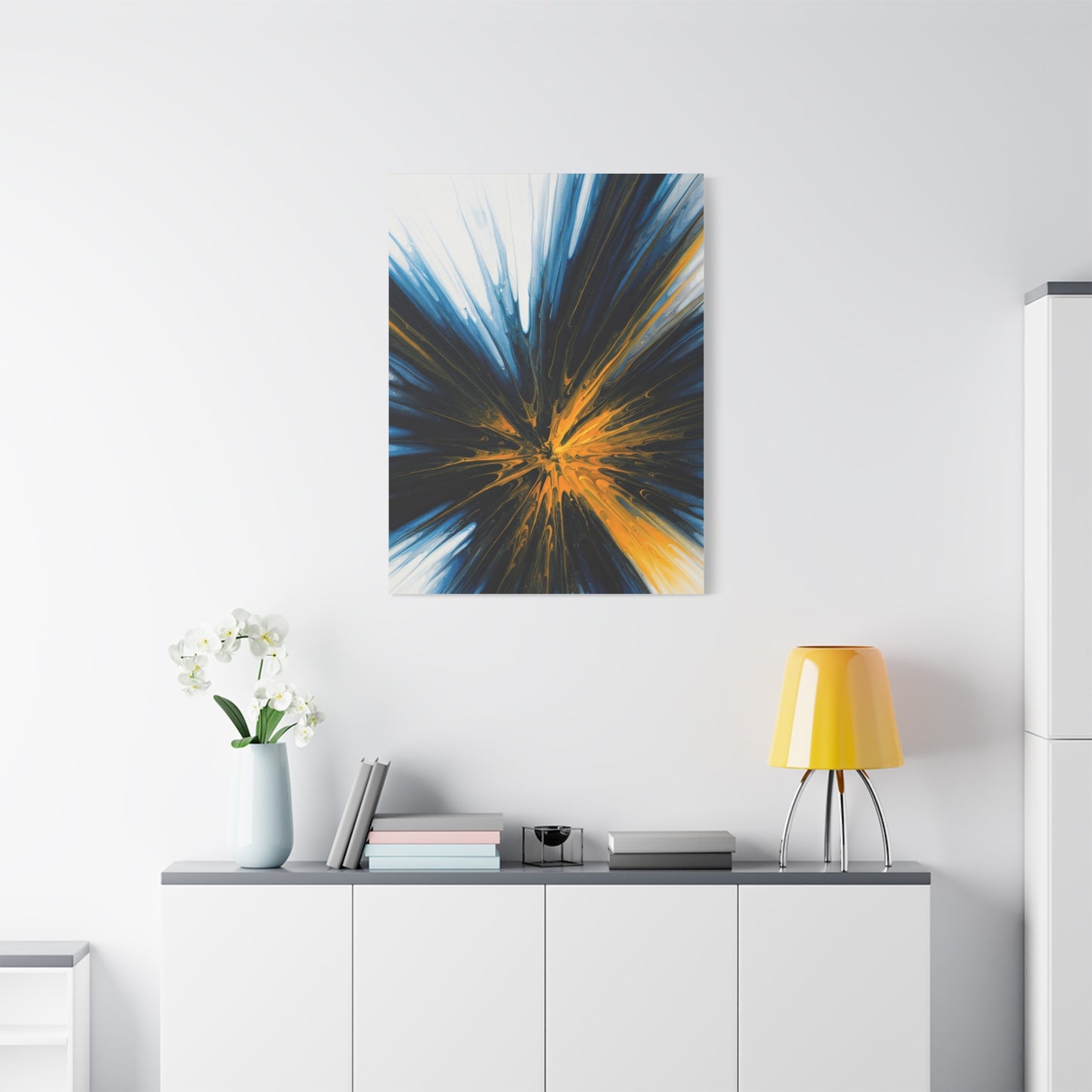 Blue and Gold Radiating Abstract Wall Art & Canvas Prints
