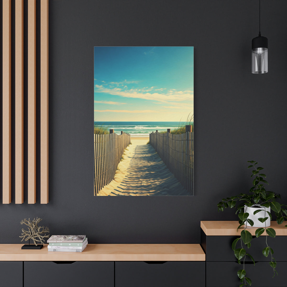 Sandy Fence Pathway to the Shore Wall Art & Canvas Prints