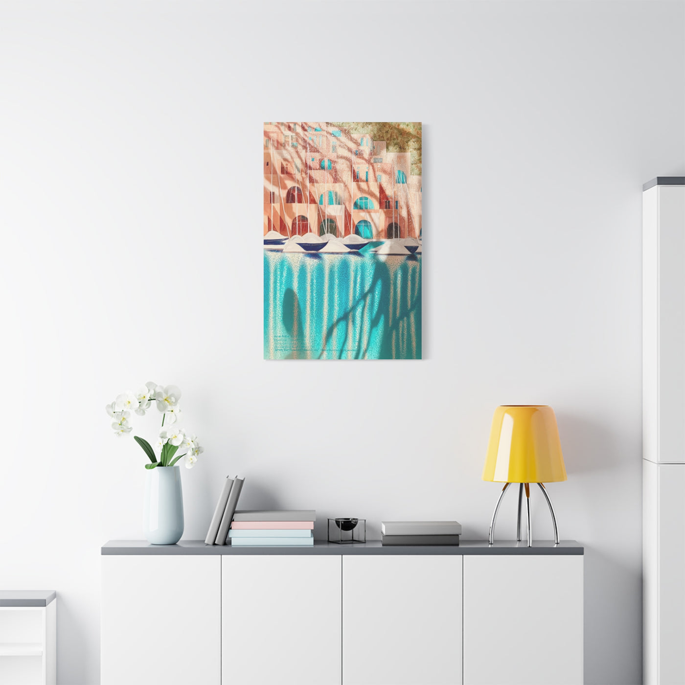 Modern Cubist Harbor Painting Wall Art & Canvas Print