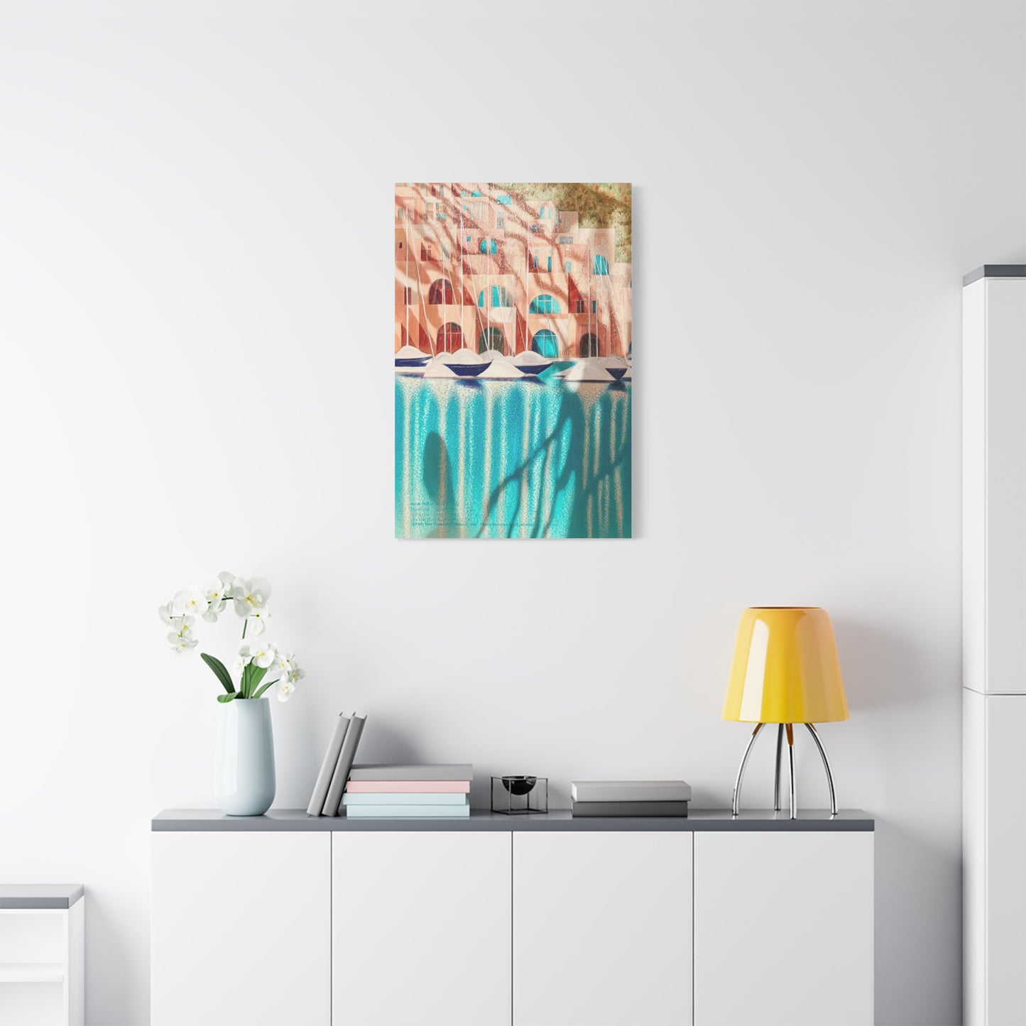 Modern Cubist Harbor Painting Wall Art & Canvas Print