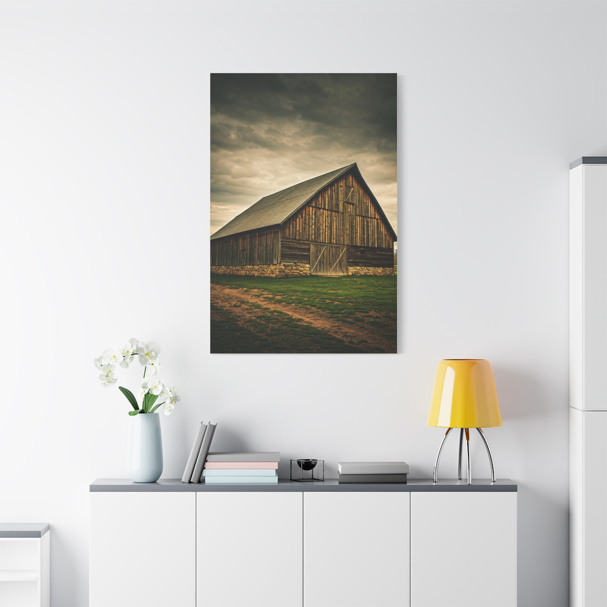 Weathered Stone Base Barn Wall Art & Canvas Prints