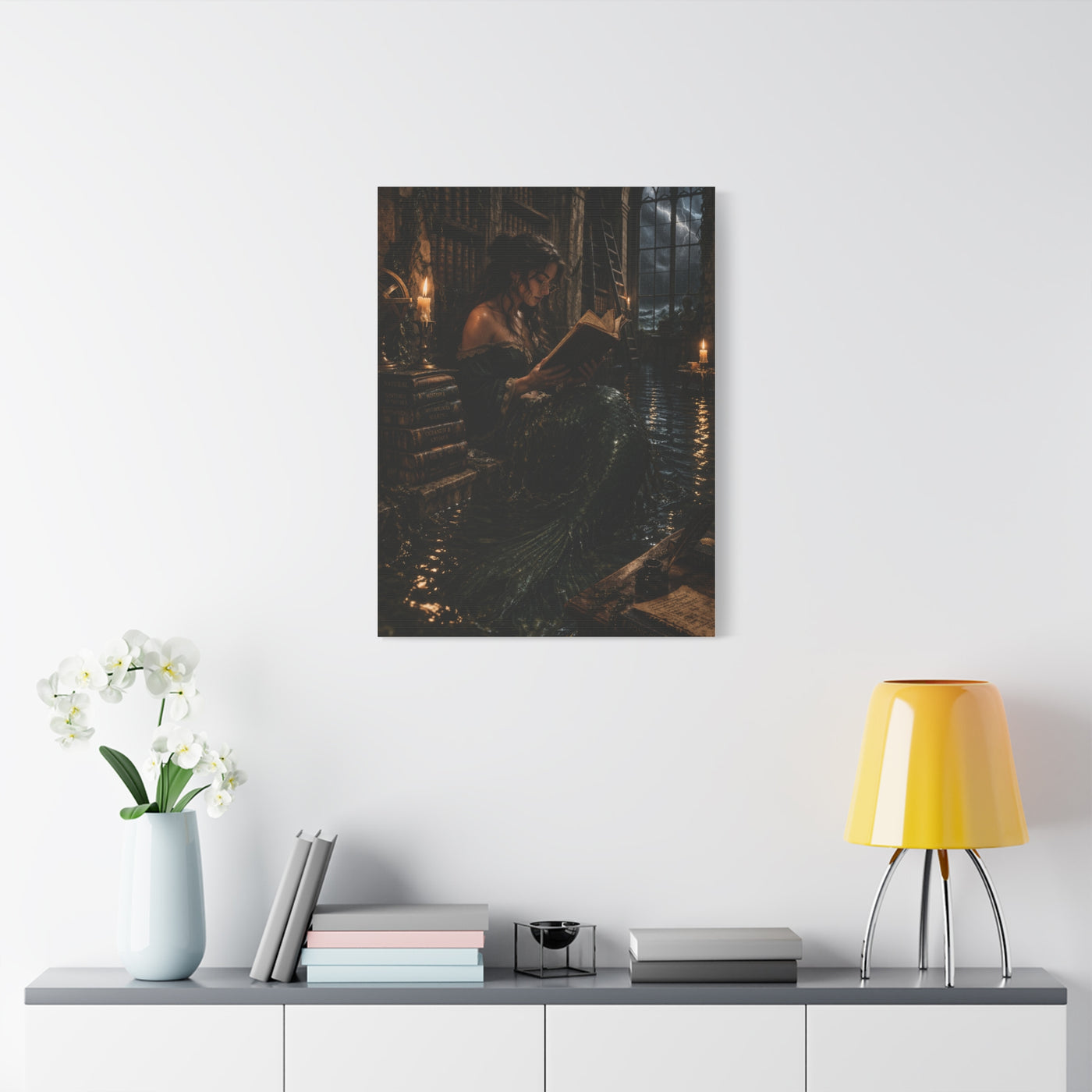 Dark Academia Mermaid Library Wall Art & Canvas Print