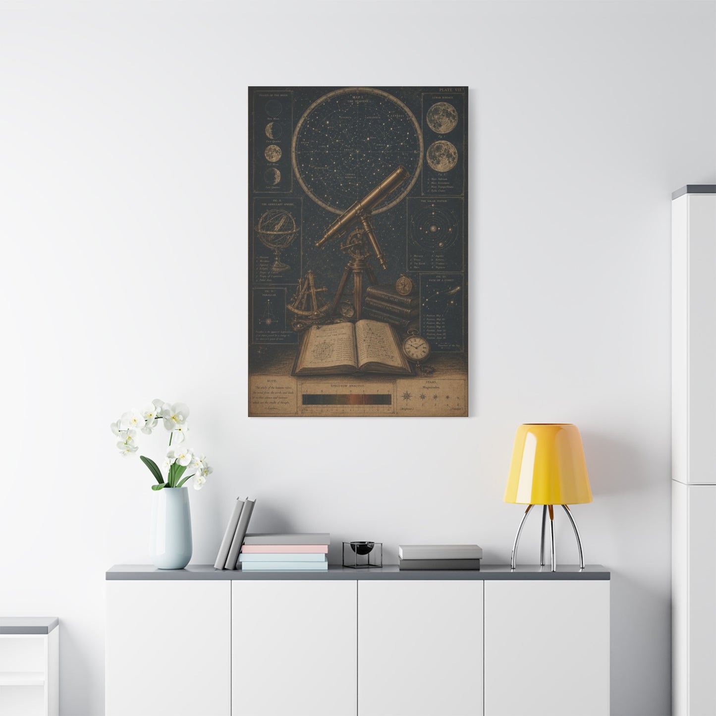 Antique Telescope & Celestial Study Wall Art & Canvas Print
