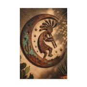 Kokopelli Crescent Moon Southwest Wall Art & Canvas Print