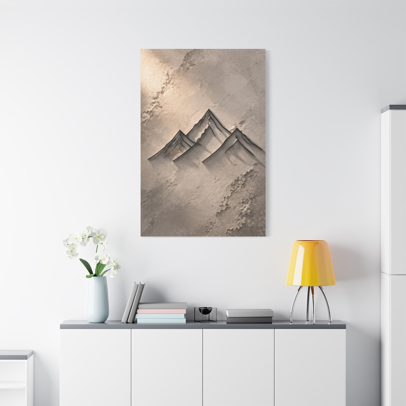 Minimalist Metal-Line Mountain Concept Wall Art & Canvas Print