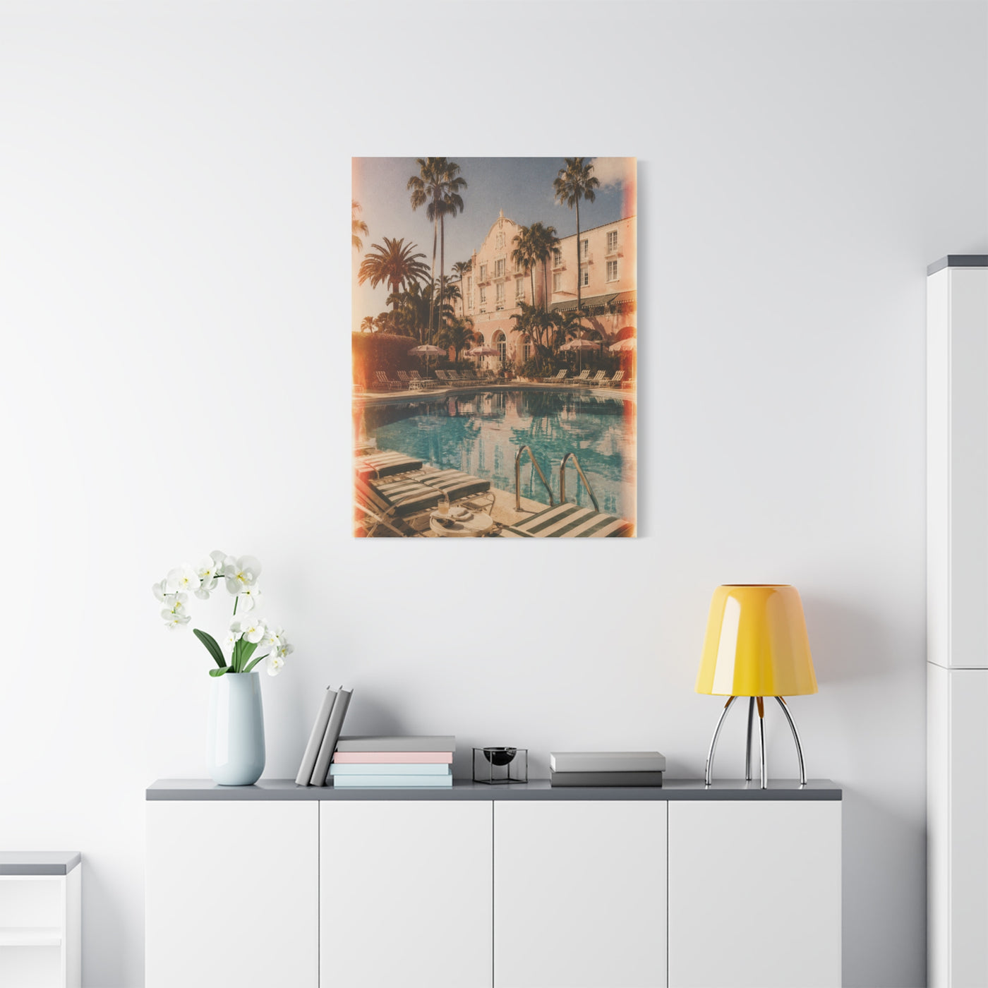 Palm Beach Poolside Retro Photograph Wall Art & Canvas Print