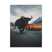Charging Bull vs Lamborghini Aventador Power Duel Wall Art & Canvas Print