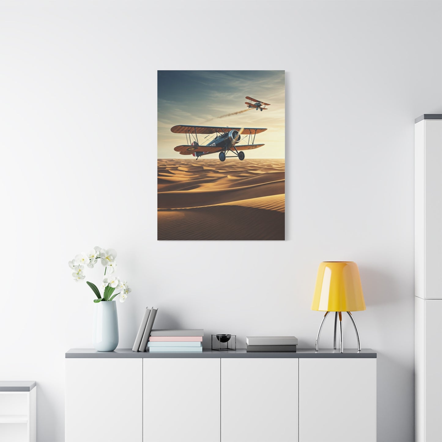Desert Dawn Biplane Adventure Wall Art & Canvas Prints