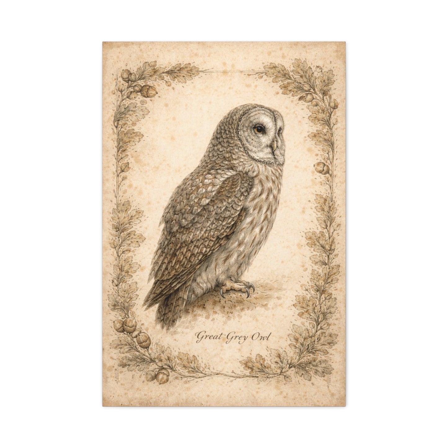 Antique Natural History Owl Study Wall Art & Canvas Print
