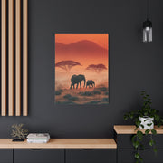 Mother and Calf Savanna Sunrise Wall Art & Canvas Print