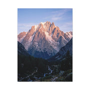 Sunlit Alpine Peak & Forest Valley Wall Art & Canvas Print