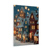Nordic Winter Village Folk Scene Wall Art & Canvas Print