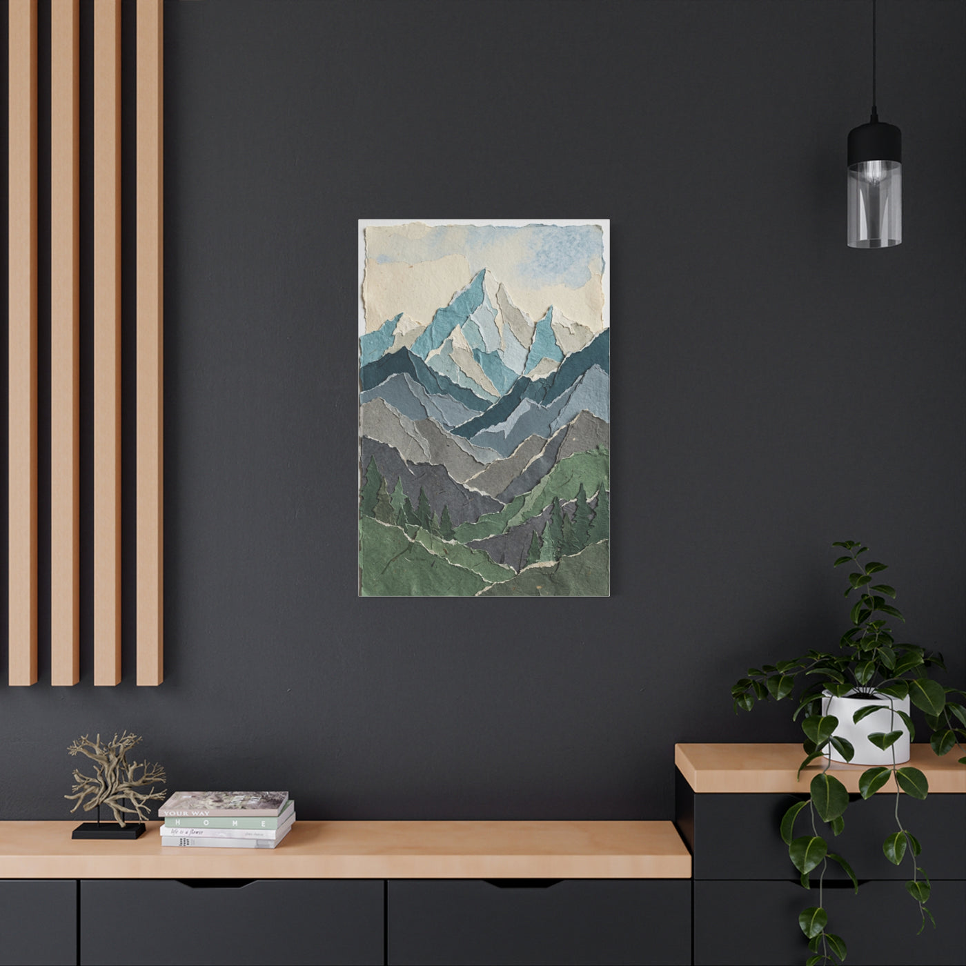 Hand-Torn Paper Collage Mountain Range Wall Art & Canvas Print