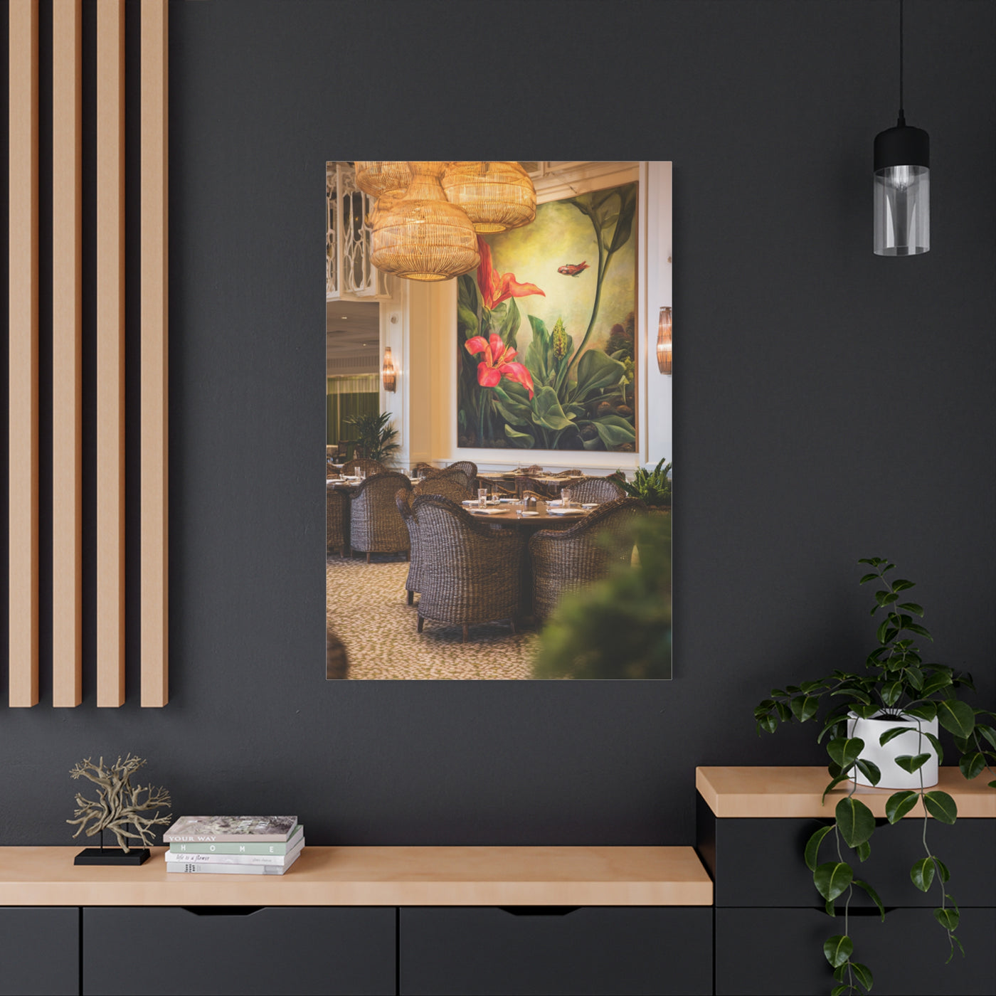 Tropical Flora and Fauna Resort Restaurant Wall Art & Canvas Print