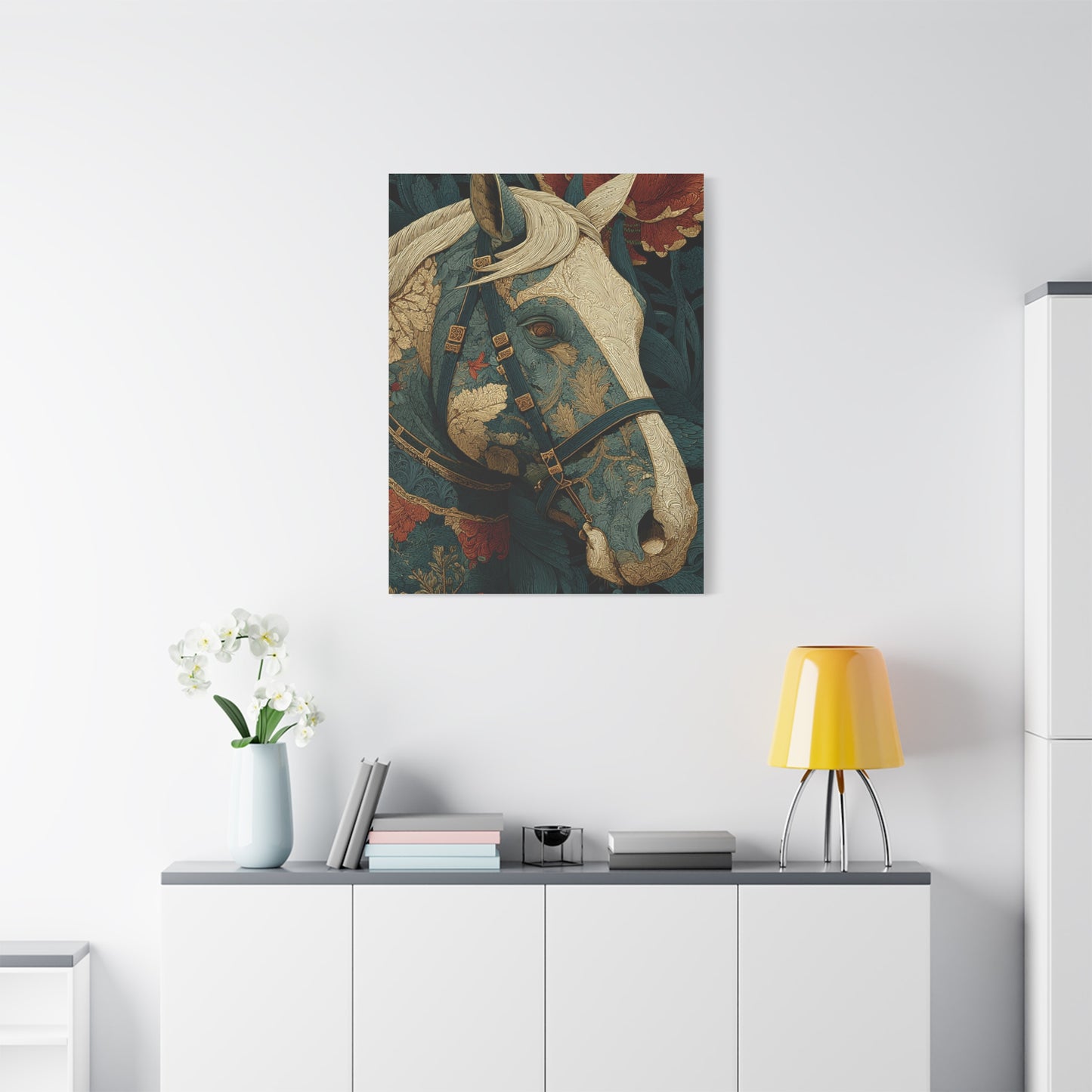 Ornamental Botanical Horse Portrait Wall Art & Canvas Print