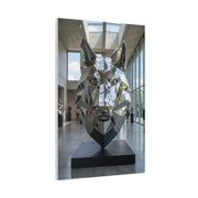 Geometric Chrome Wolf Head Sculpture Wall Art & Canvas Print
