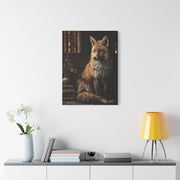 Dark Academia Fox Library Portrait Wall Art & Canvas Print