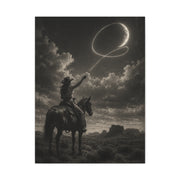 Cowgirl Moon Lasso Silhouette Scene Wall Art & Canvas Print