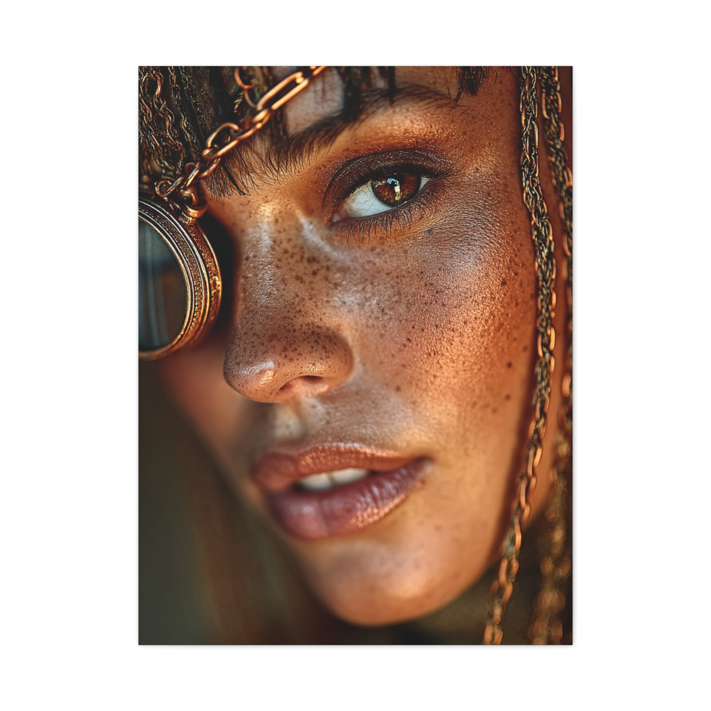 Copper Monocle Freckled Portrait Wall Art & Canvas Print
