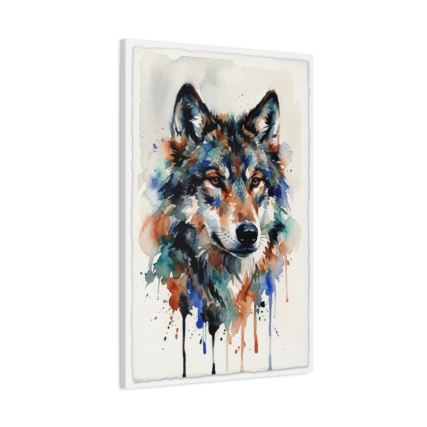 Watercolor Expression Wolf Portrait Abstract Wall Art & Canvas Print