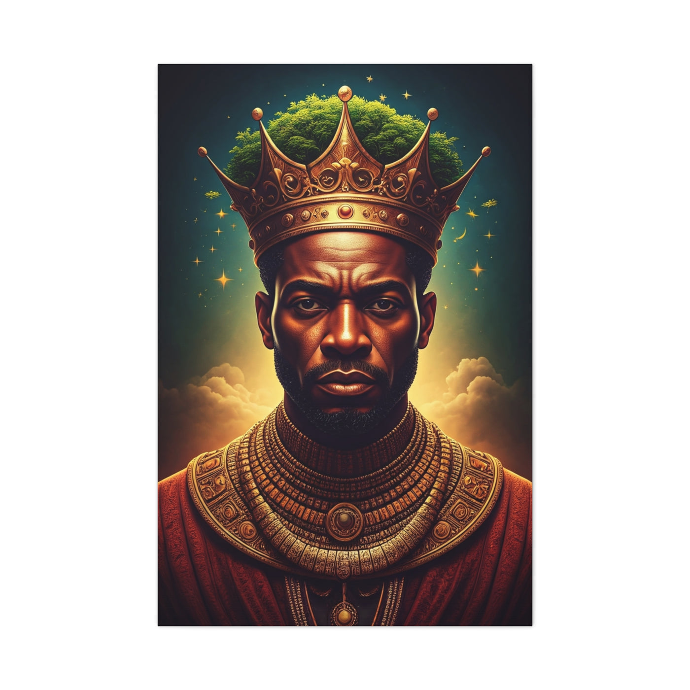 Celestial Crowned King Portrait Wall Art & Canvas Prints