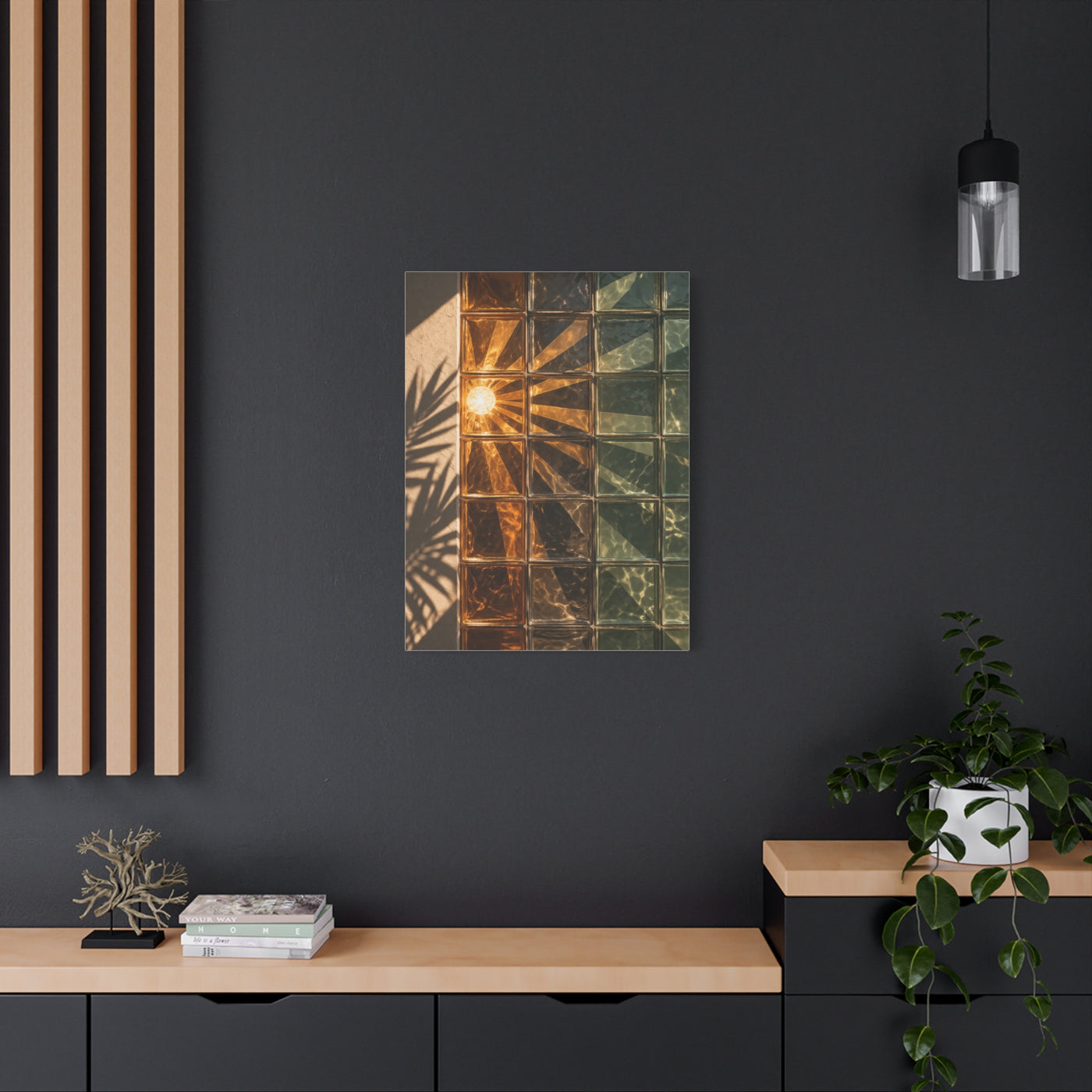 Sunburst Glass Block Reflection Wall Art & Canvas Print