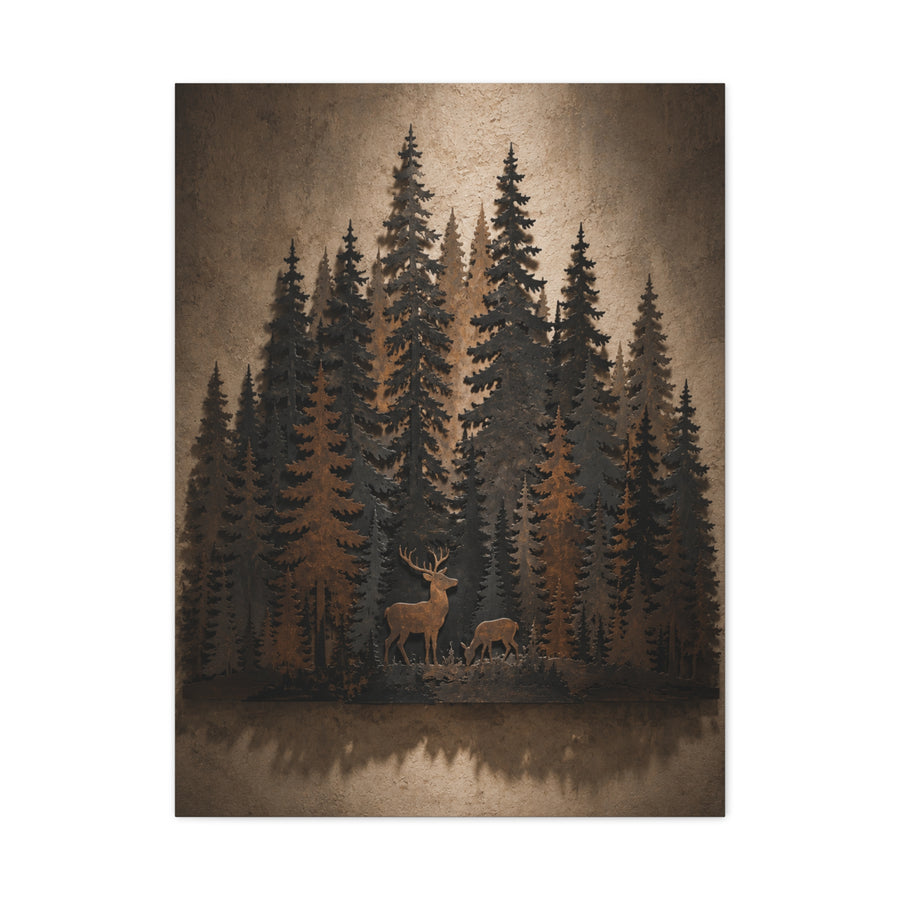Forest Wildlife Silhouette Scene Trees Wall Art & Canvas Print