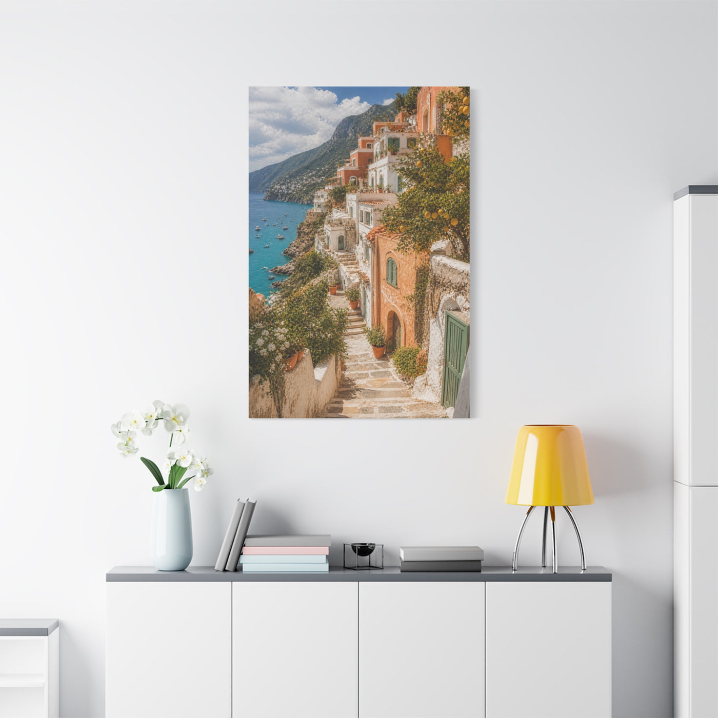 Mediterranean Cliffside Village Wall Art & Canvas Print