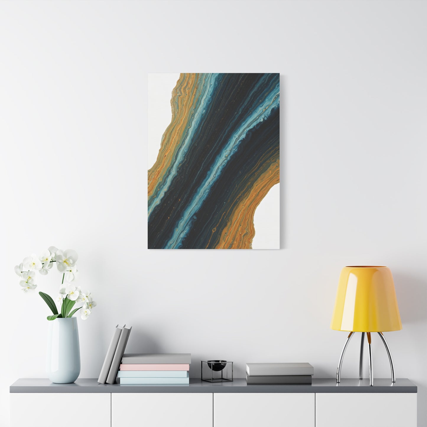Blue and Gold Stone Flow Abstract Wall Art & Canvas Prints