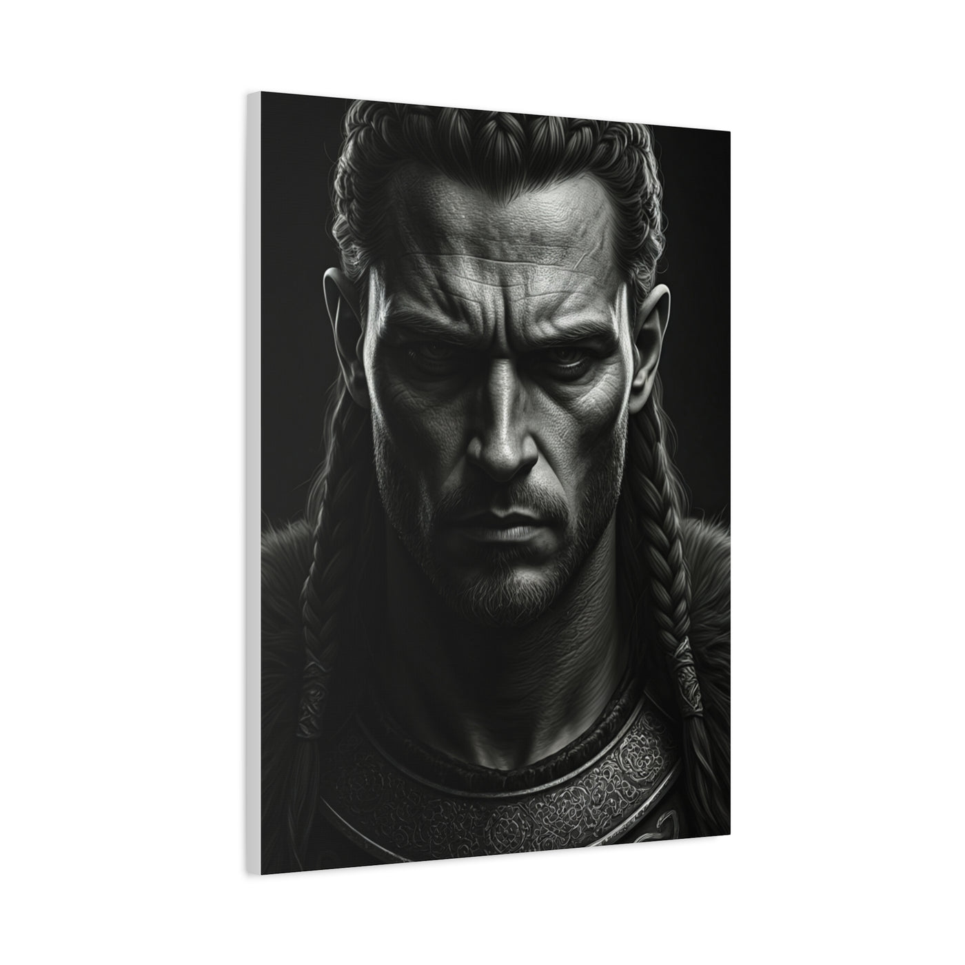 Unyielding Strength Black & White Warrior Portrait Wall Art & Canvas Prints