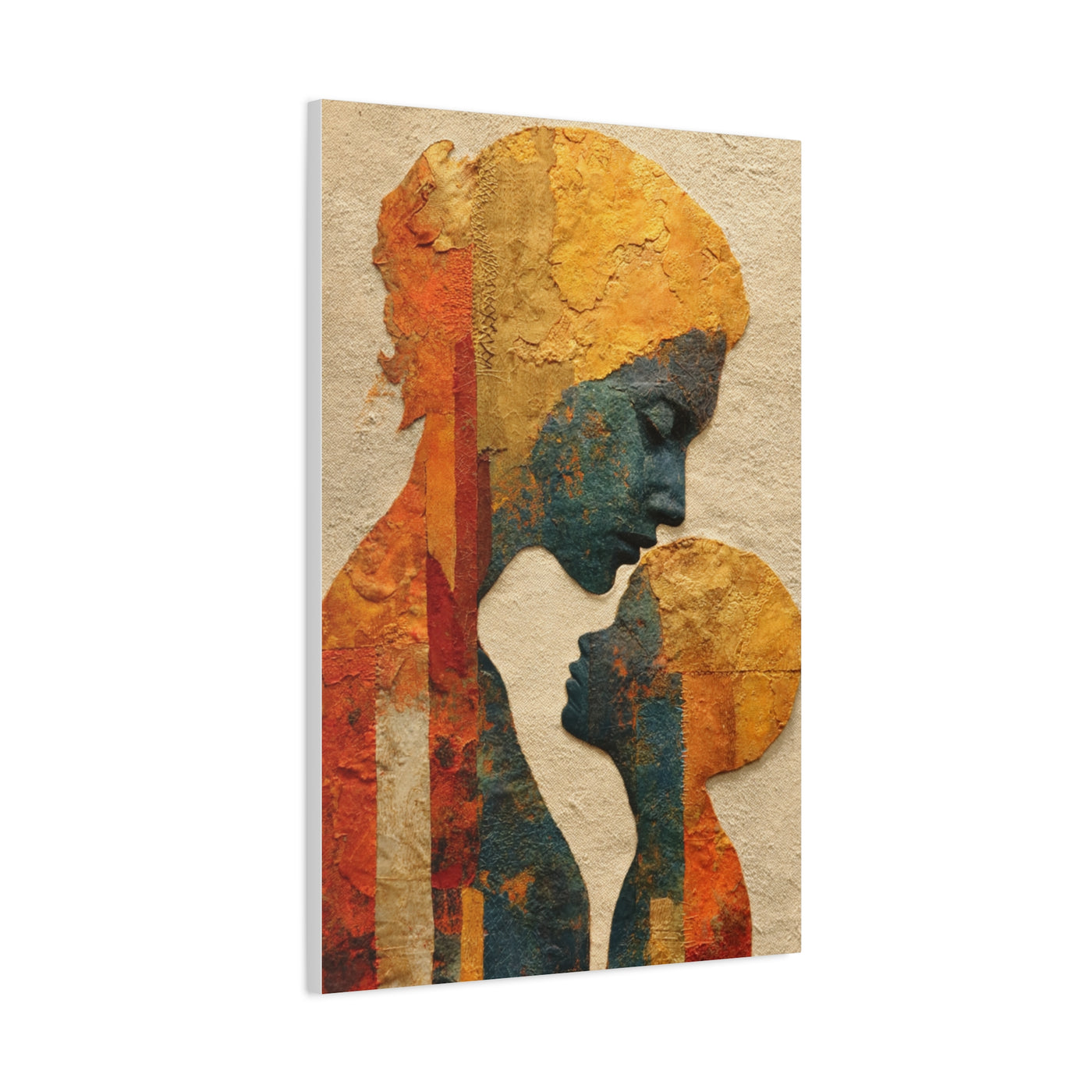 Mother and Child Textured Silhouette Wall Art & Canvas Print