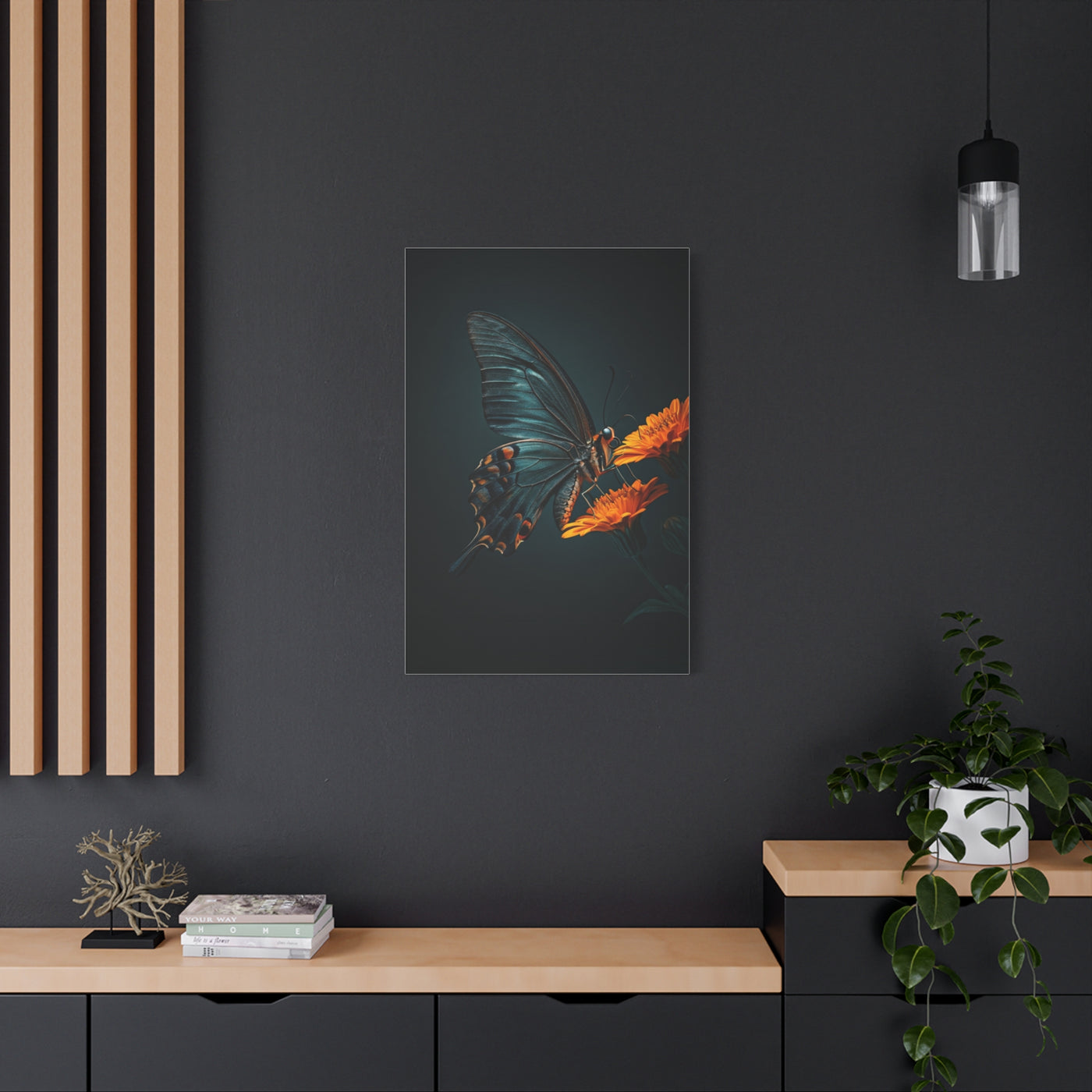 Dark Swallowtail Butterfly on Orange Blossoms Wall Art & Canvas Prints
