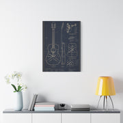 Acoustic Guitar Technical Blueprint Wall Art & Canvas Print