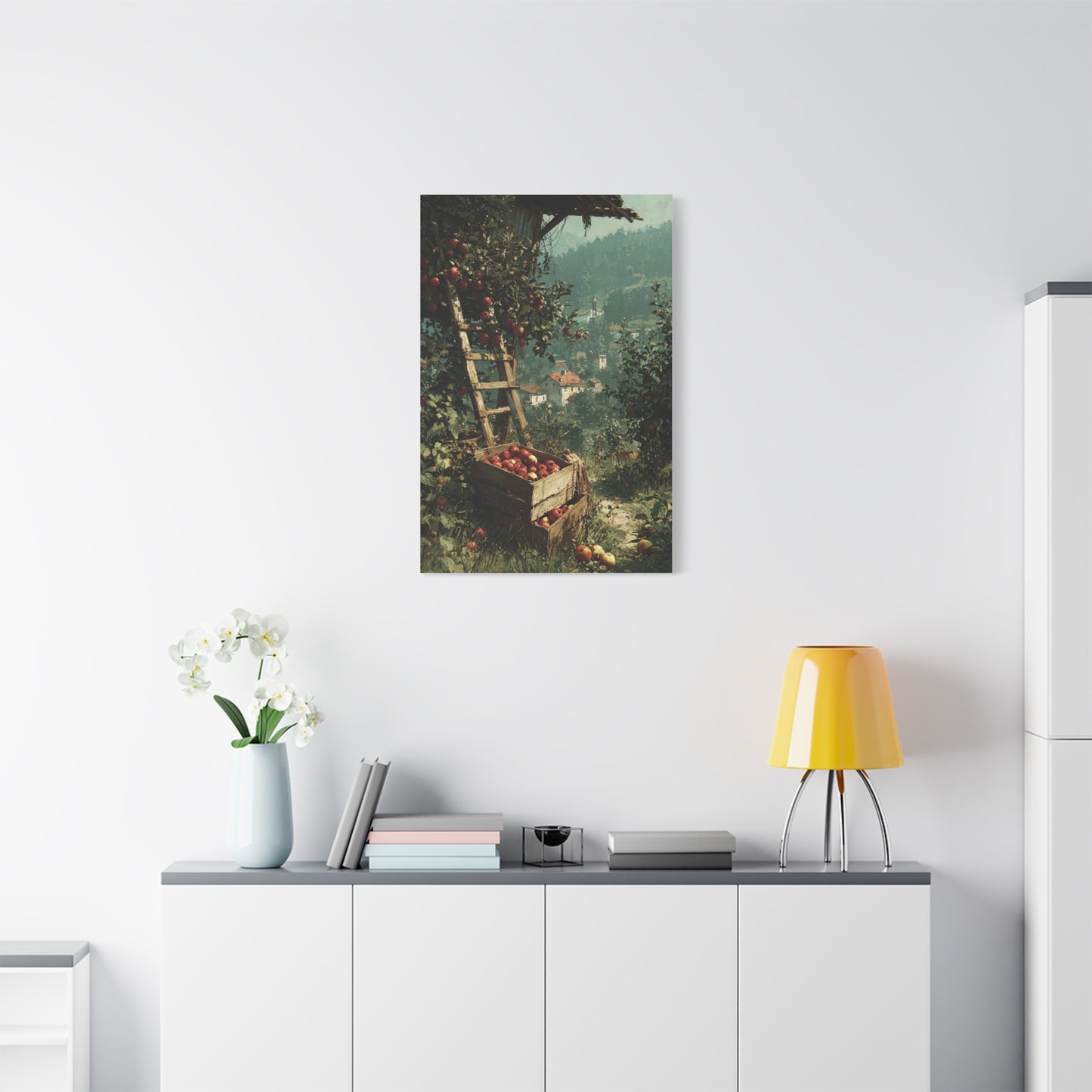 Apple Orchard Harvest Scene Wall Art & Canvas Print