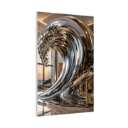 Luxury Chrome Wave Sculpture Interior Wall Art & Canvas Print