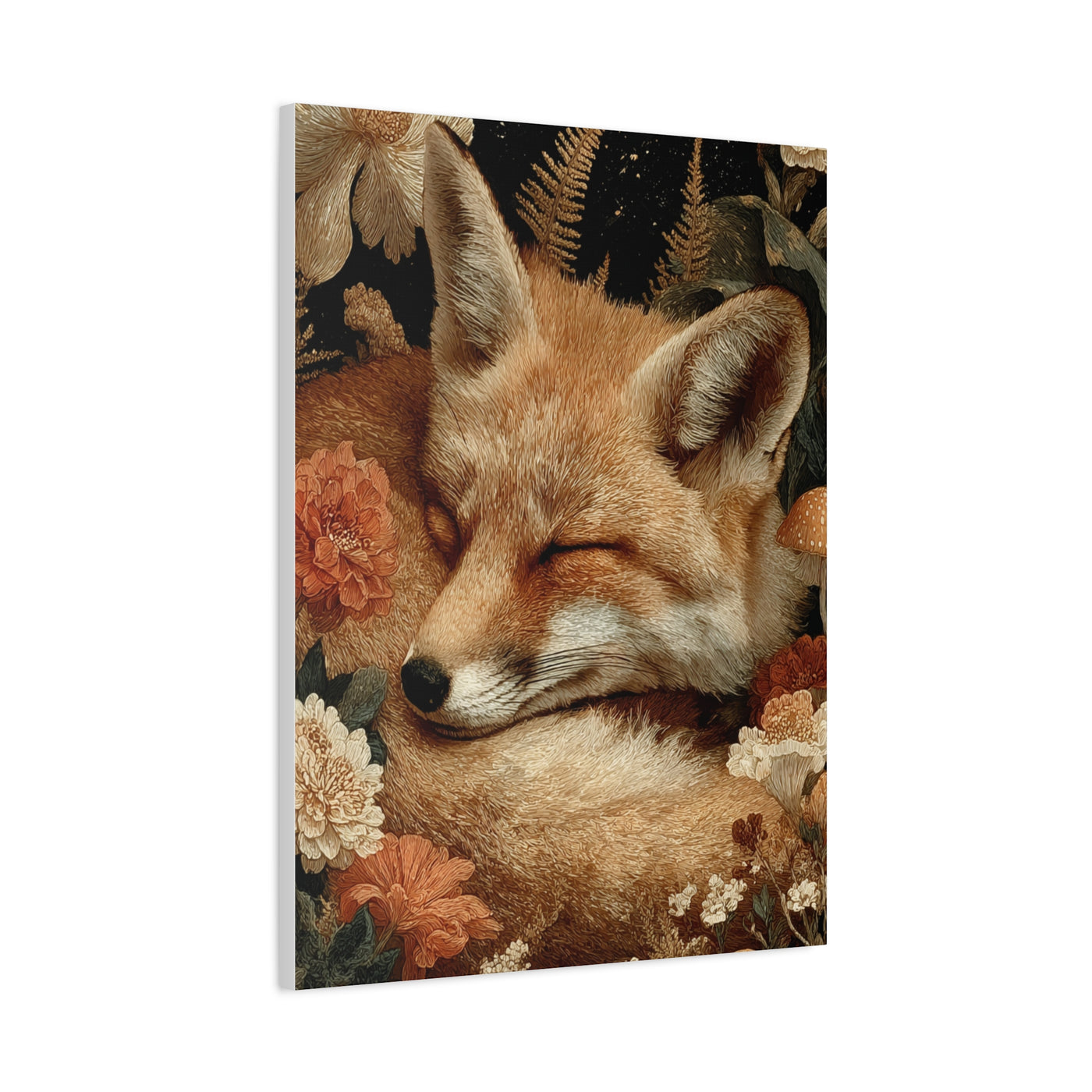 Sleeping Fox Floral Woodland Wall Art & Canvas Print