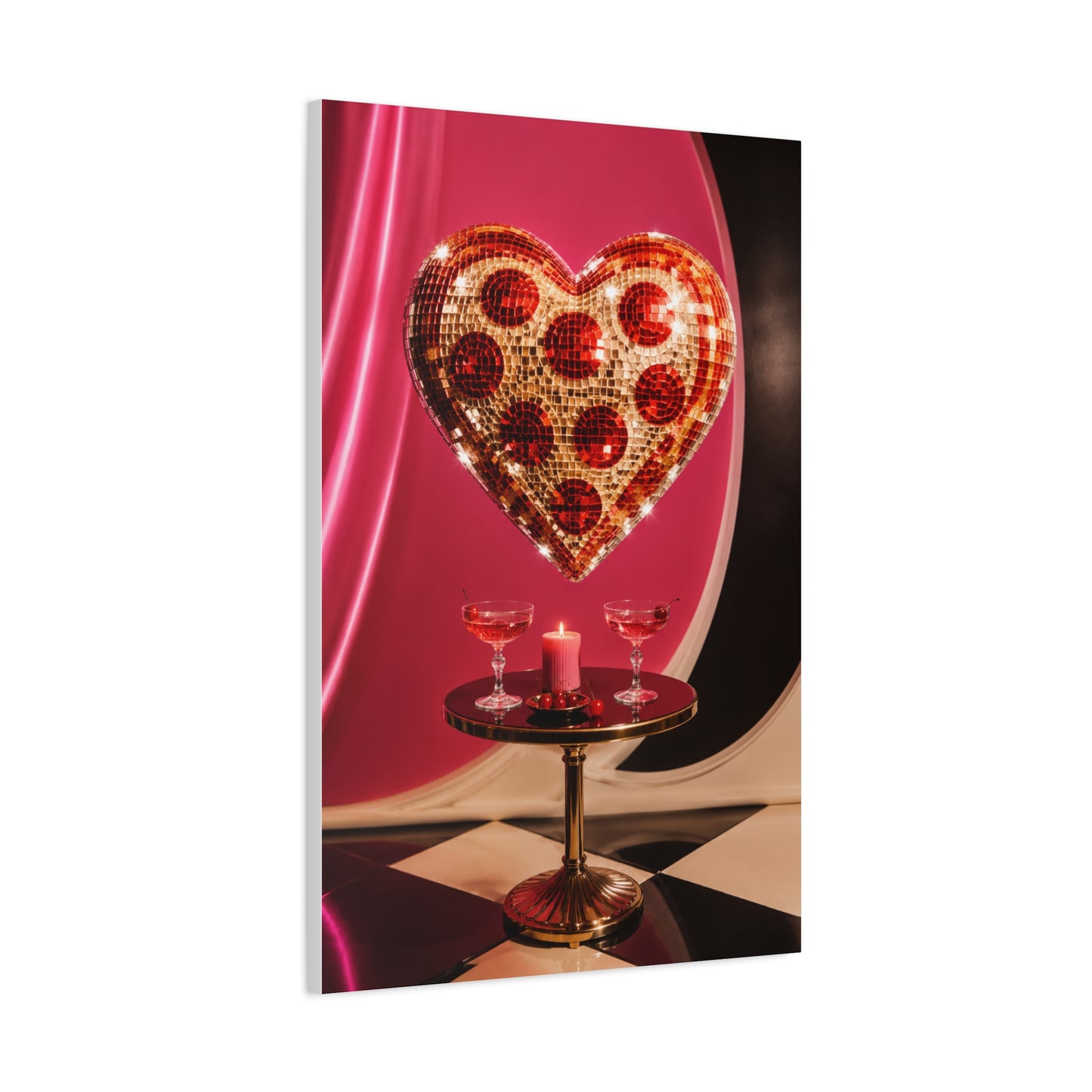 Disco Heart Cocktail Romance Scene Wall Art & Canvas Print