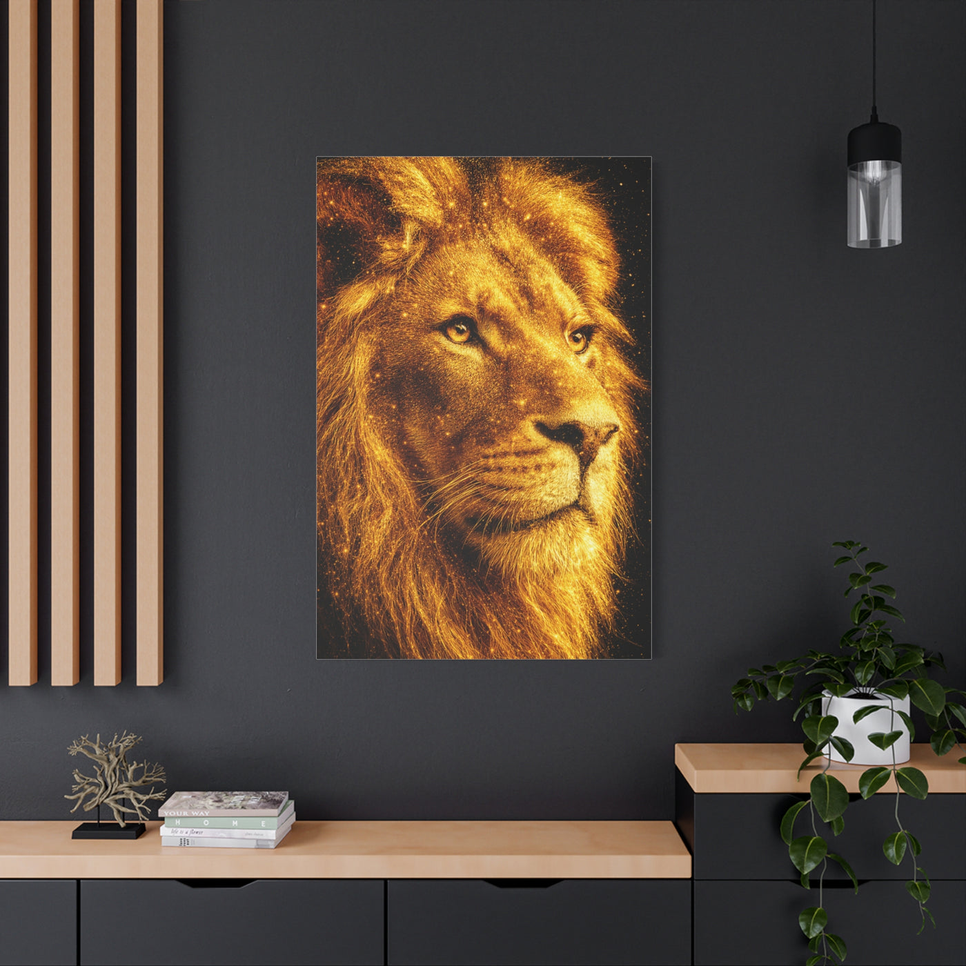 Golden Lion Portrait Wall Art & Canvas Print