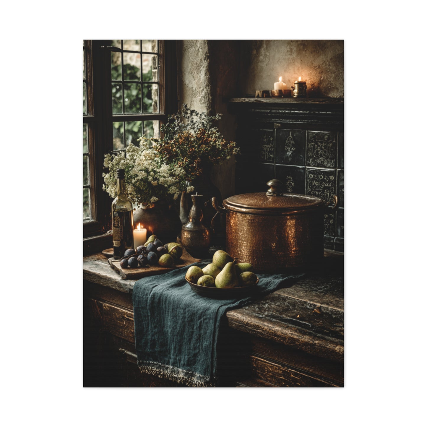 Moody Farmhouse Kitchen Still Life Wall Art & Canvas Print