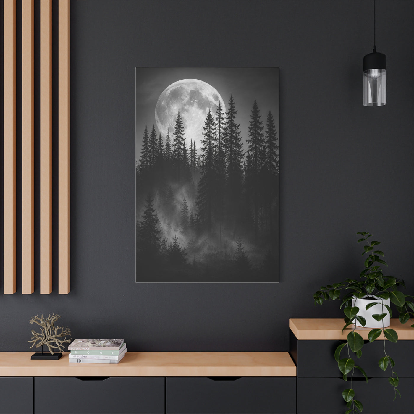 Moonlit Pine Forest Mystical Night Trees Wall Art & Canvas Print