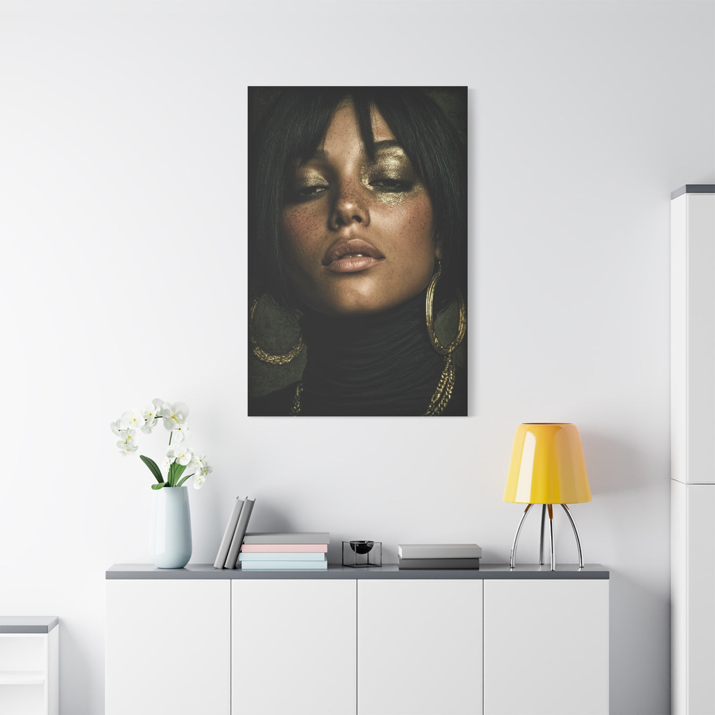 Gold Leaf Eyelid Noir Portrait Wall Art & Canvas Print