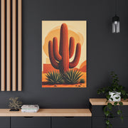 Golden Desert Sunset Saguaro Illustration Wall Art & Canvas Prints