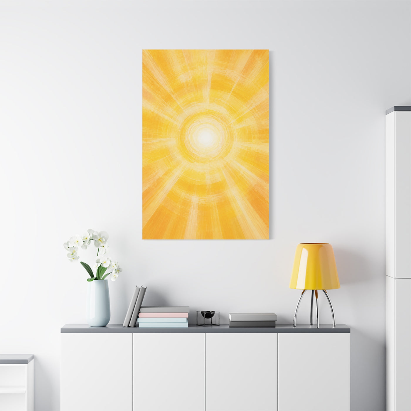 Radiant Golden Sunburst Abstract Wall Art & Canvas Print