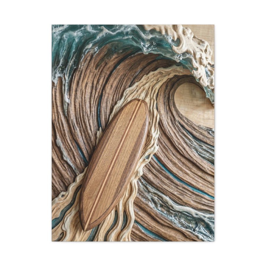 Surfboard Carved Barrel Wave Perspective Wall Art & Canvas Print