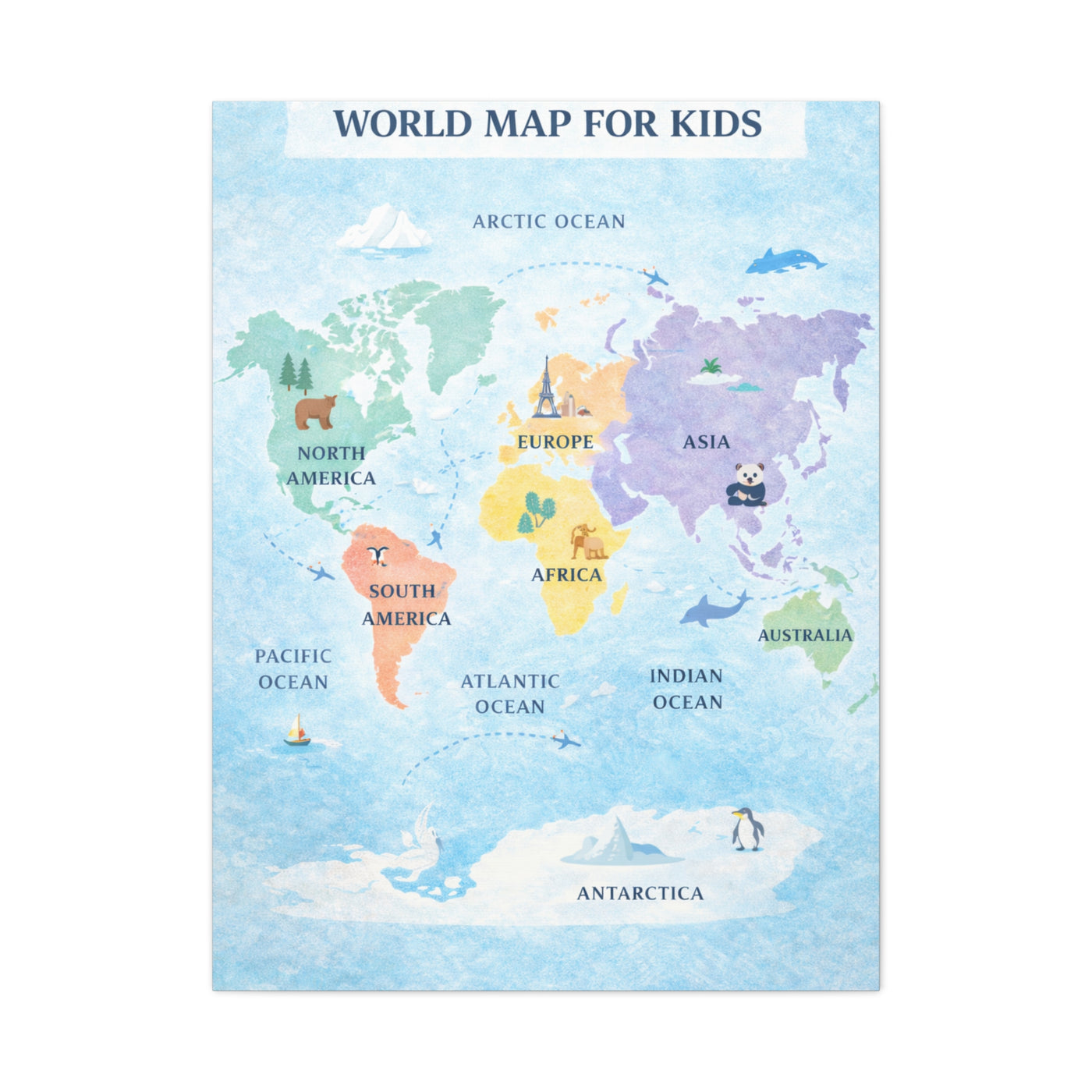 World Map Exploration for Kids Wall Art & Canvas Print