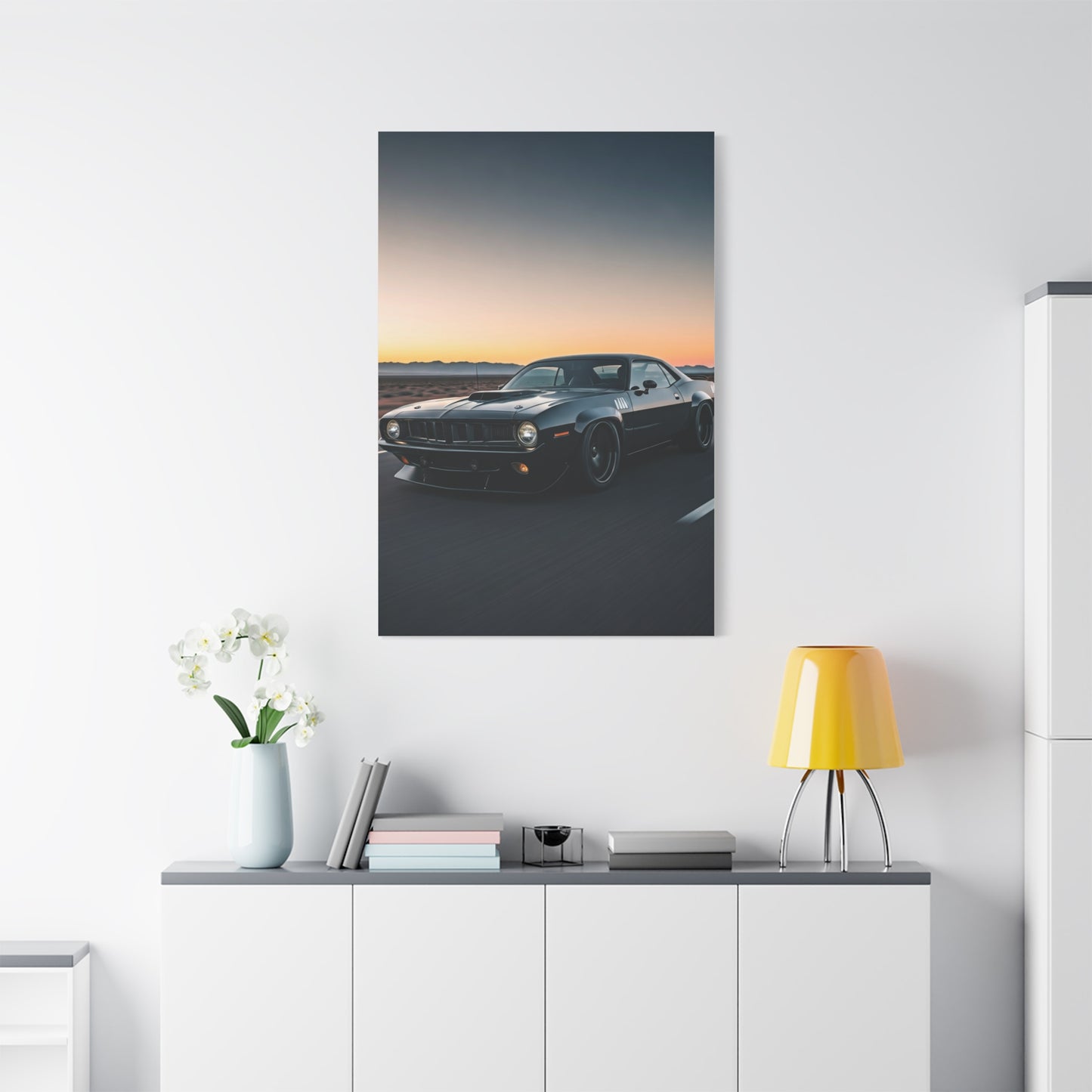 1970 Plymouth ’Cuda Shaker Hood Desert Charge Wall Art & Canvas Prints