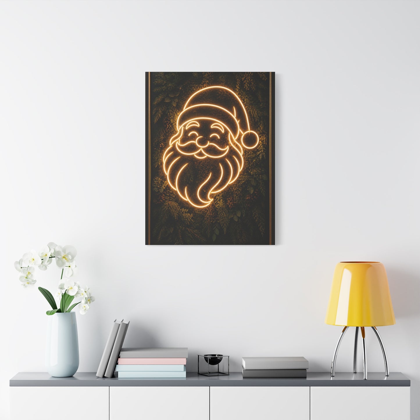 Amber Neon Santa Botanical Wall Art & Canvas Print
