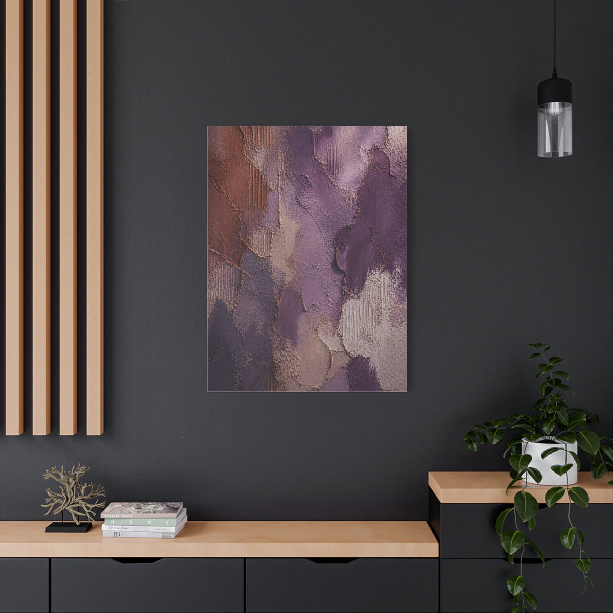 Wabi-Sabi Plum Texture Abstraction Wall Art & Canvas Print