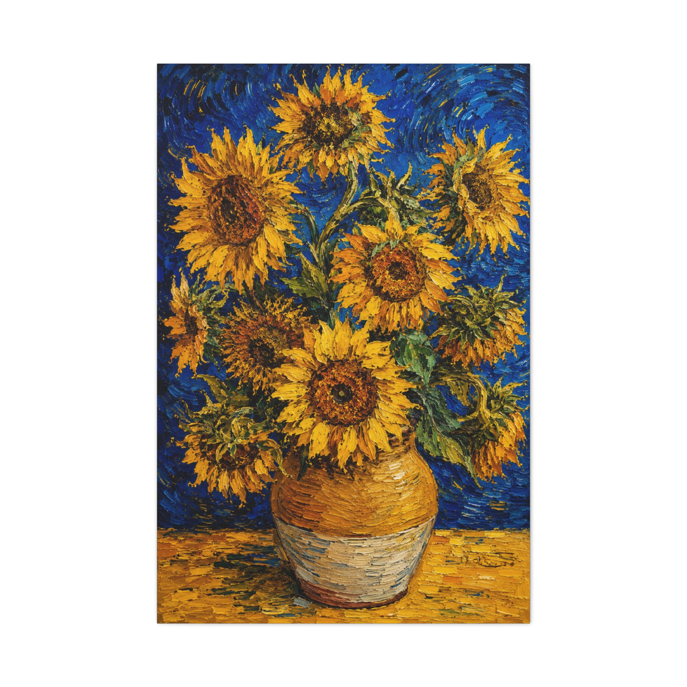 Impressionist Sunflower Vase Painting Wall Art & Canvas Print